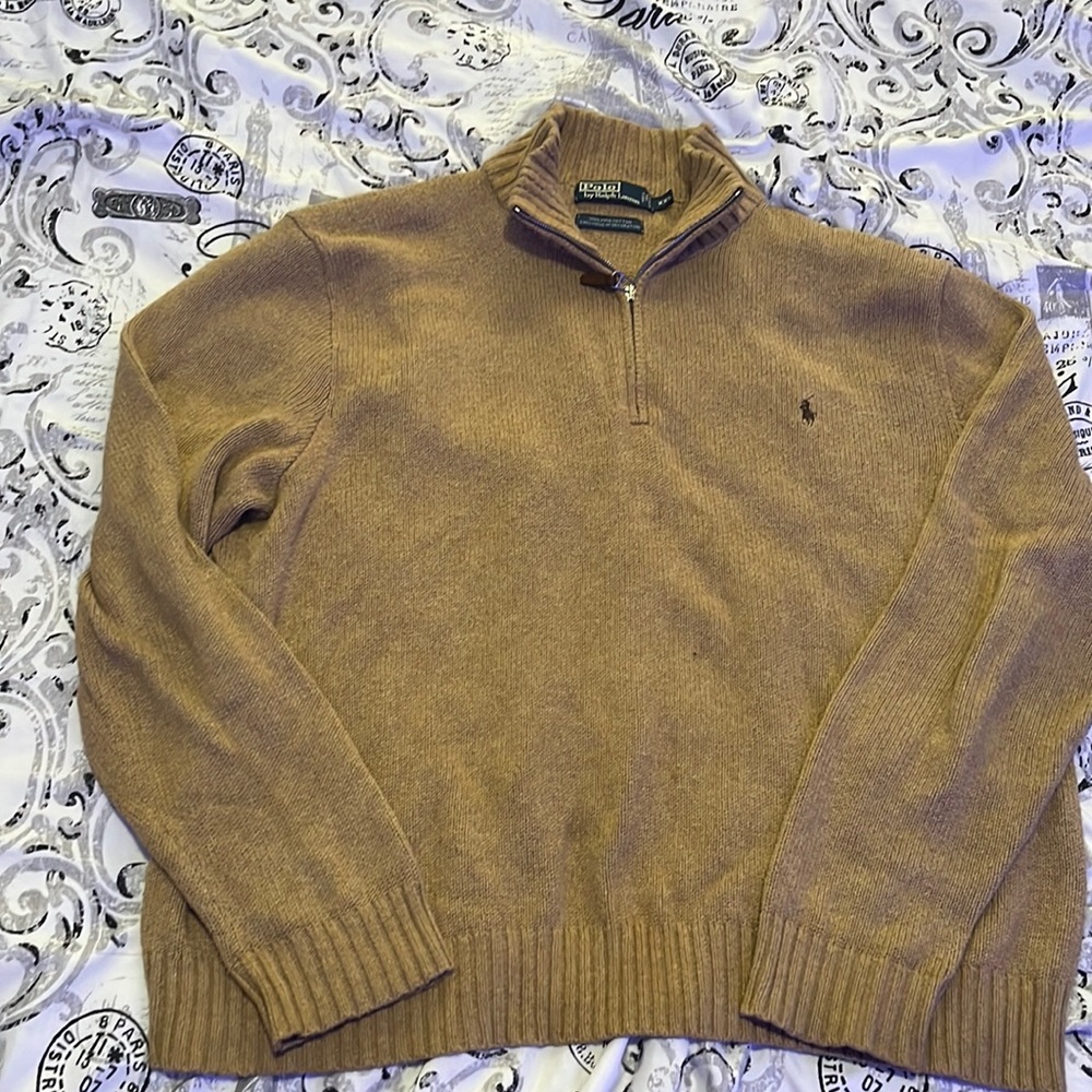 Ralph Lauren brown half zip sweater 2xl